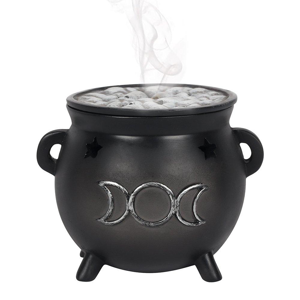 Black - Something Different - Triple Moon Cauldron Incense Cone Holder - 2
