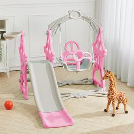 KIDKID Kids Swing and Slide Climber Playset Pink