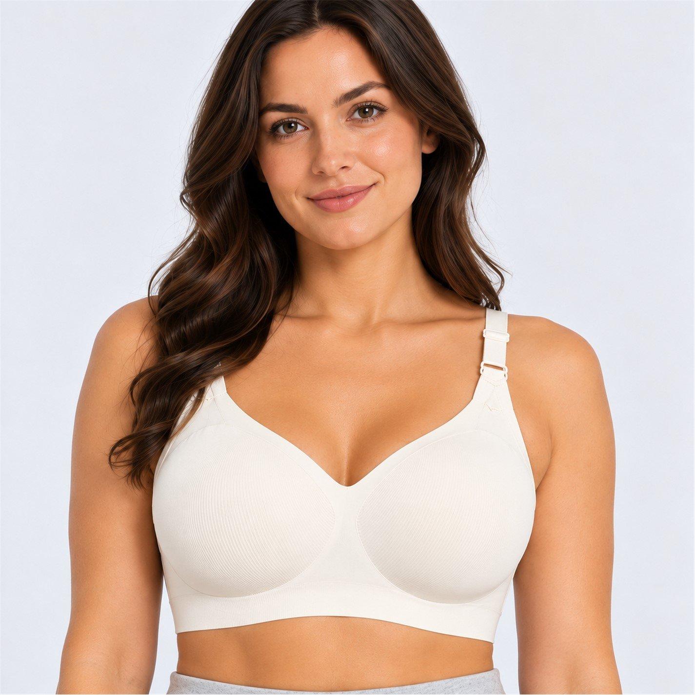 White - Bodyfit - ladies seamless non-wired pull-on bra with removab