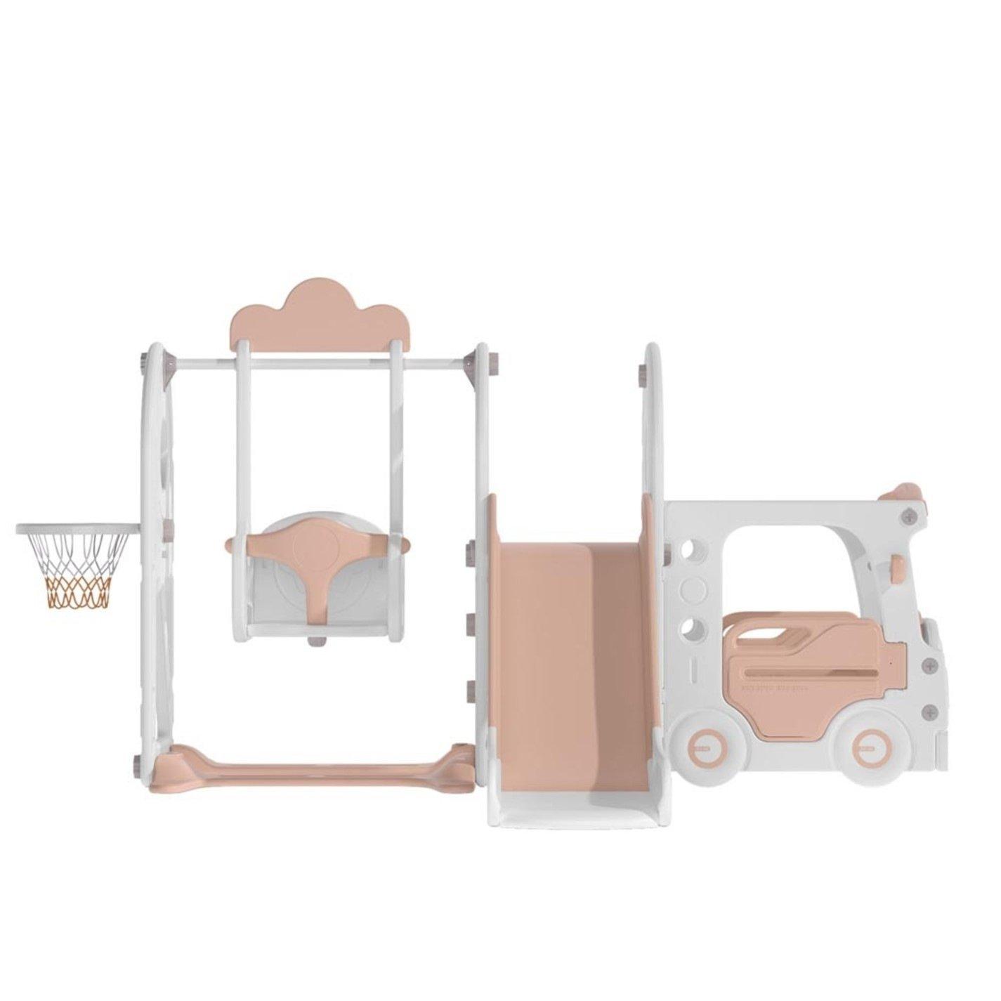 Pink - KIDKID - 3-in-1 Kids Swing and Slide Playset Beige - 2