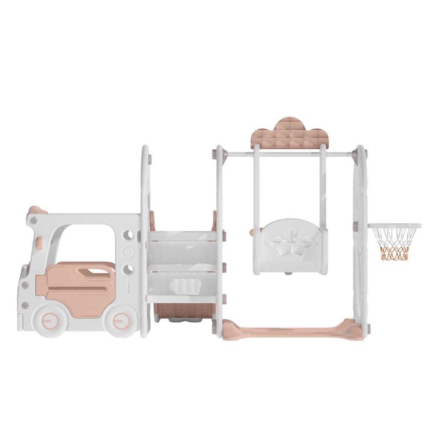 Pink - KIDKID - 3-in-1 Kids Swing and Slide Playset Beige - 4