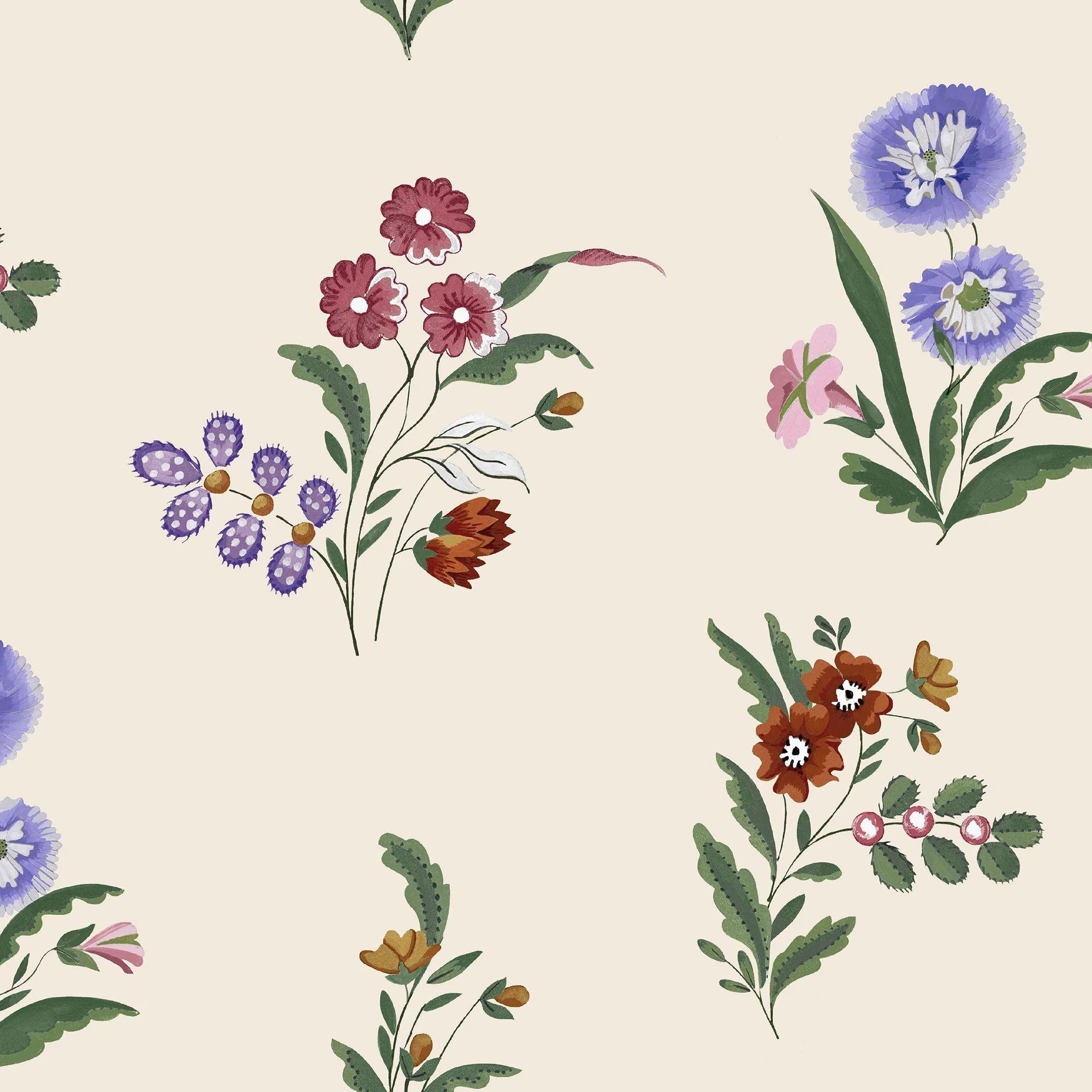 Multicoloured - Cath Kidston - Flutter Bunches Pink Wallpaper - 1