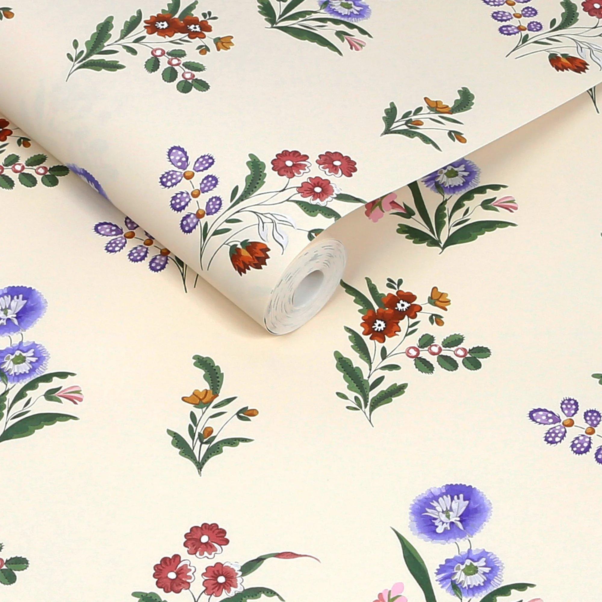 Multicoloured - Cath Kidston - Flutter Bunches Pink Wallpaper - 3