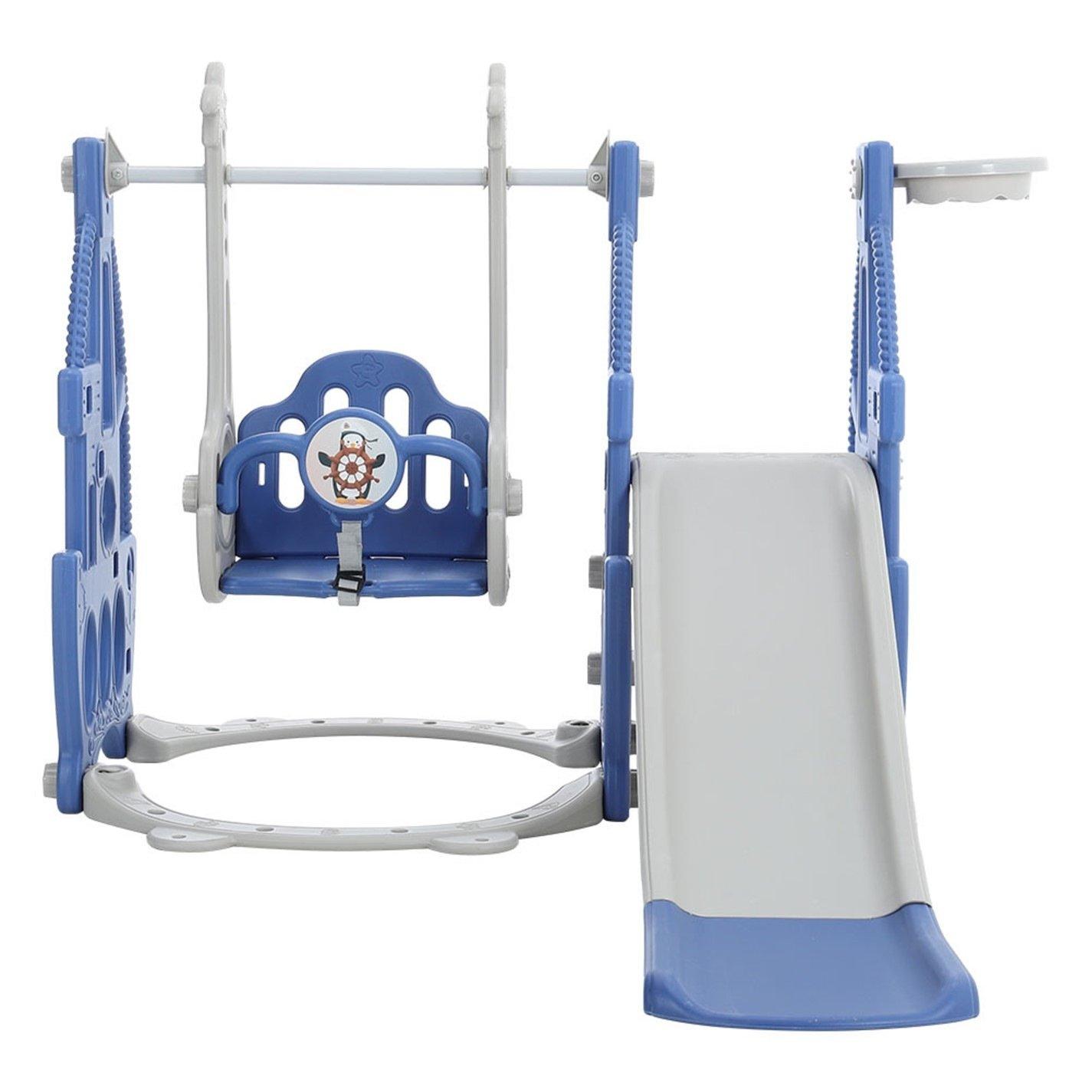 Blue - KIDKID - 3 in 1 Kids Swing and Slide Climber Set Blue - 2