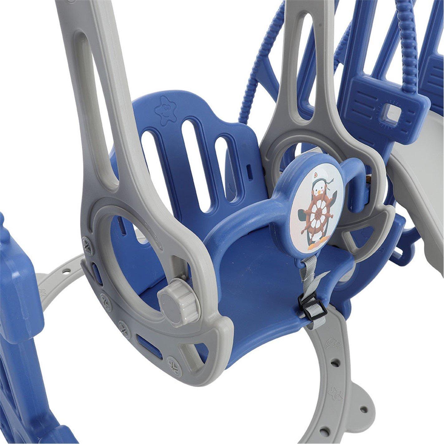 Blue - KIDKID - 3 in 1 Kids Swing and Slide Climber Set Blue - 5