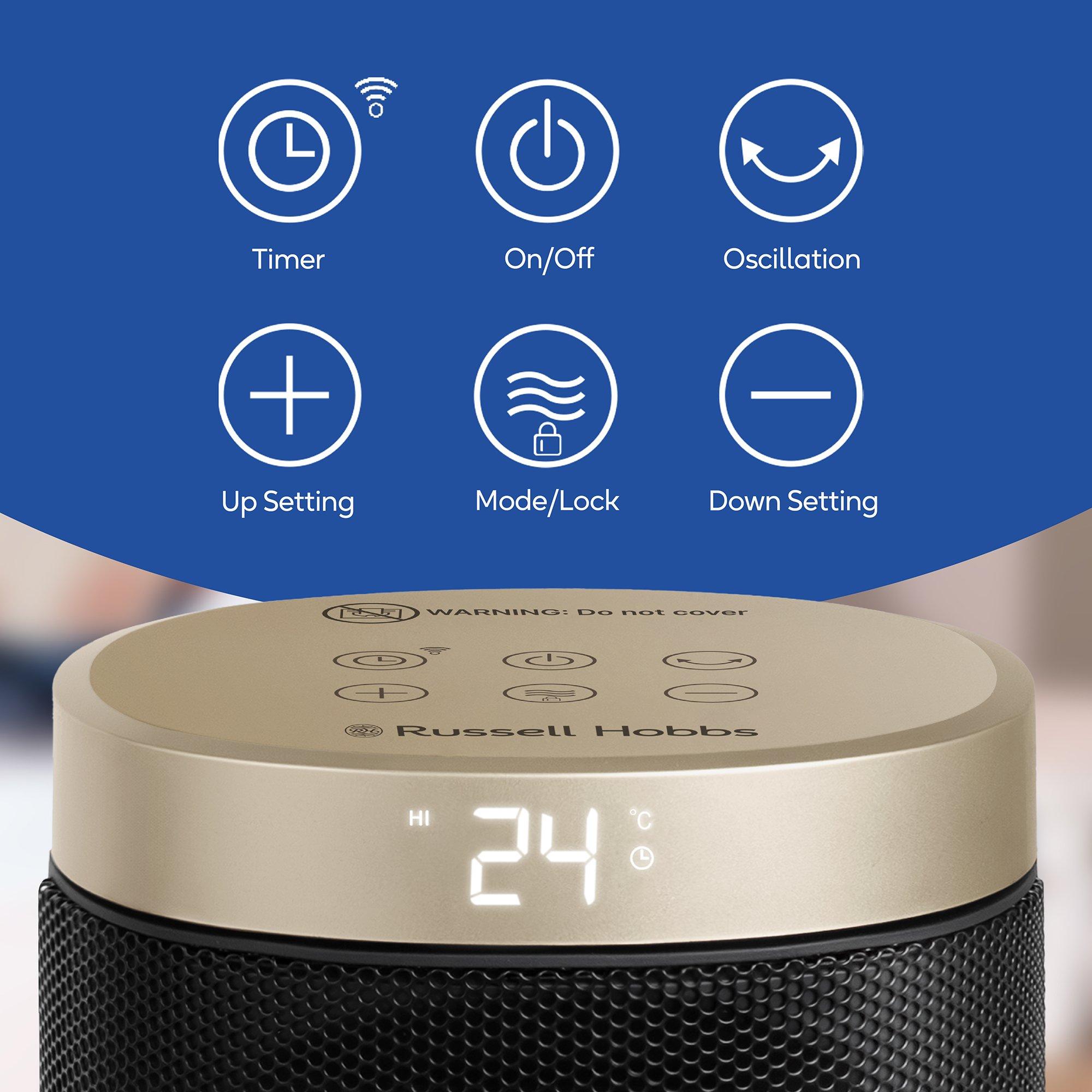 Black And Gold - Russell Hobbs - RHCTH2001G-SMT 2000W Smart Ceramic Heater - 10