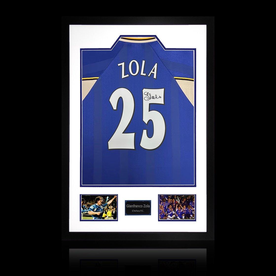 The Fan Cave  Gianfranco Zola Signed Chelsea Premierleague Shirt - Blue - 850mm x 60