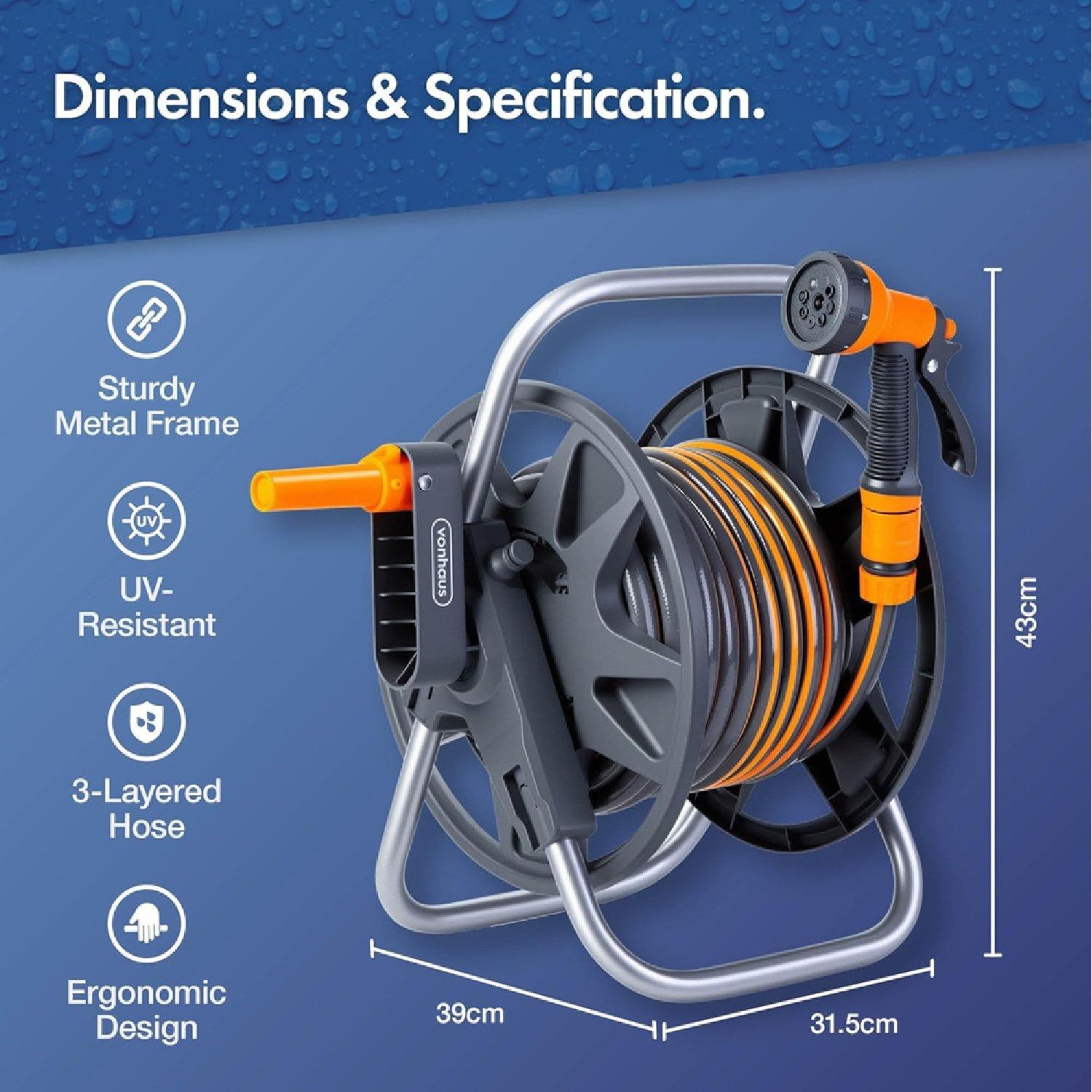 Orange - VonHaus - Garden Hose Reel - 15m - 2