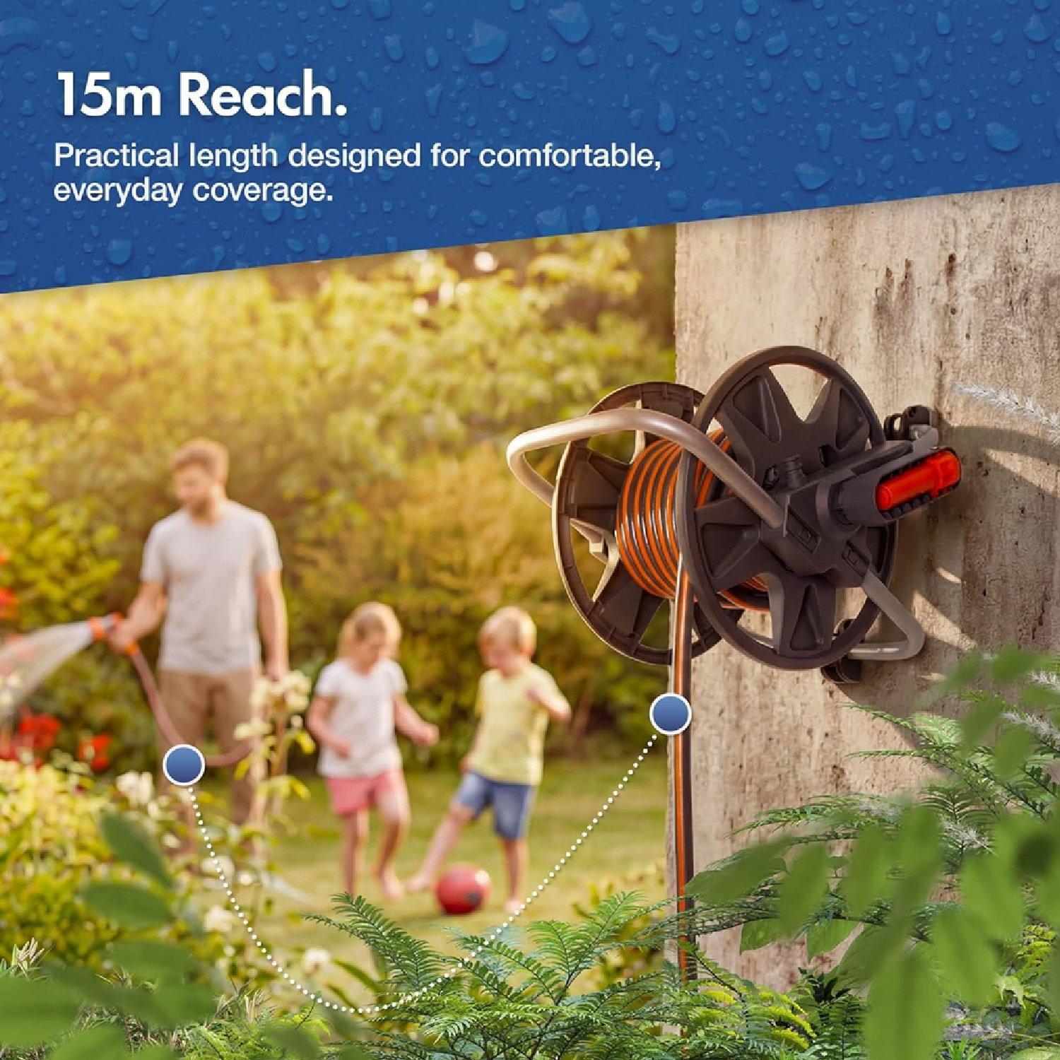 Orange - VonHaus - Garden Hose Reel - 15m - 4