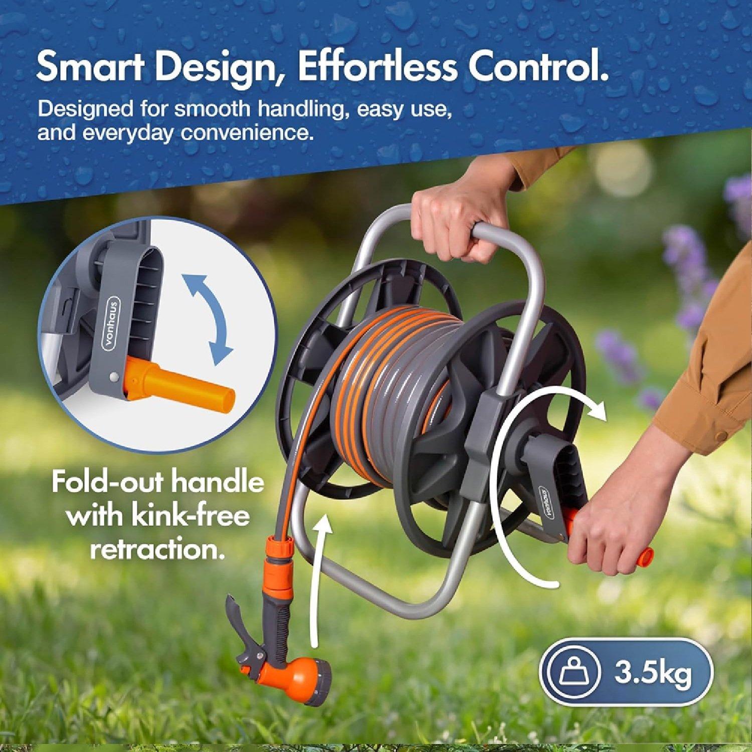 Orange - VonHaus - Garden Hose Reel - 15m - 5