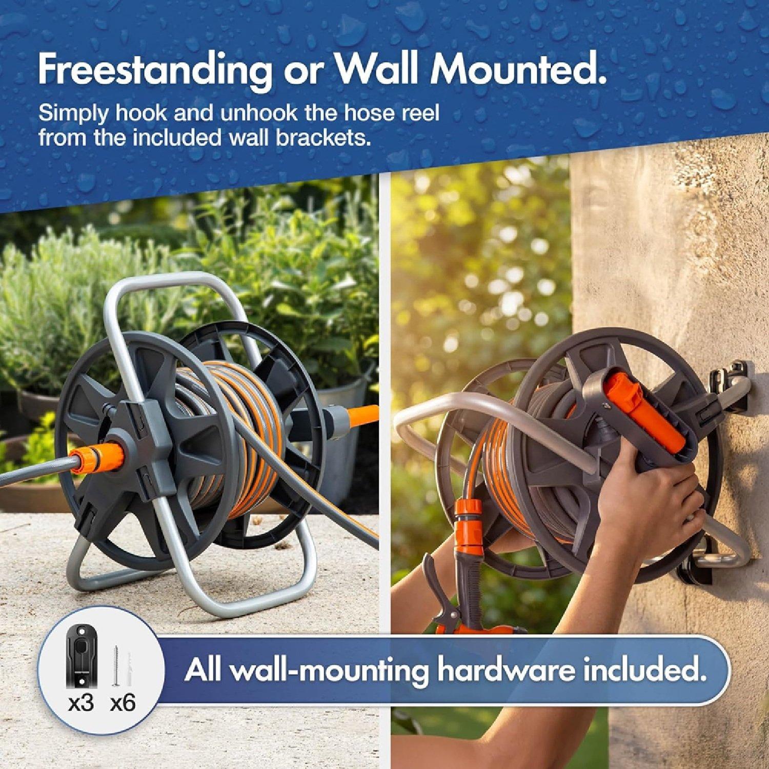 Orange - VonHaus - Garden Hose Reel - 15m - 8