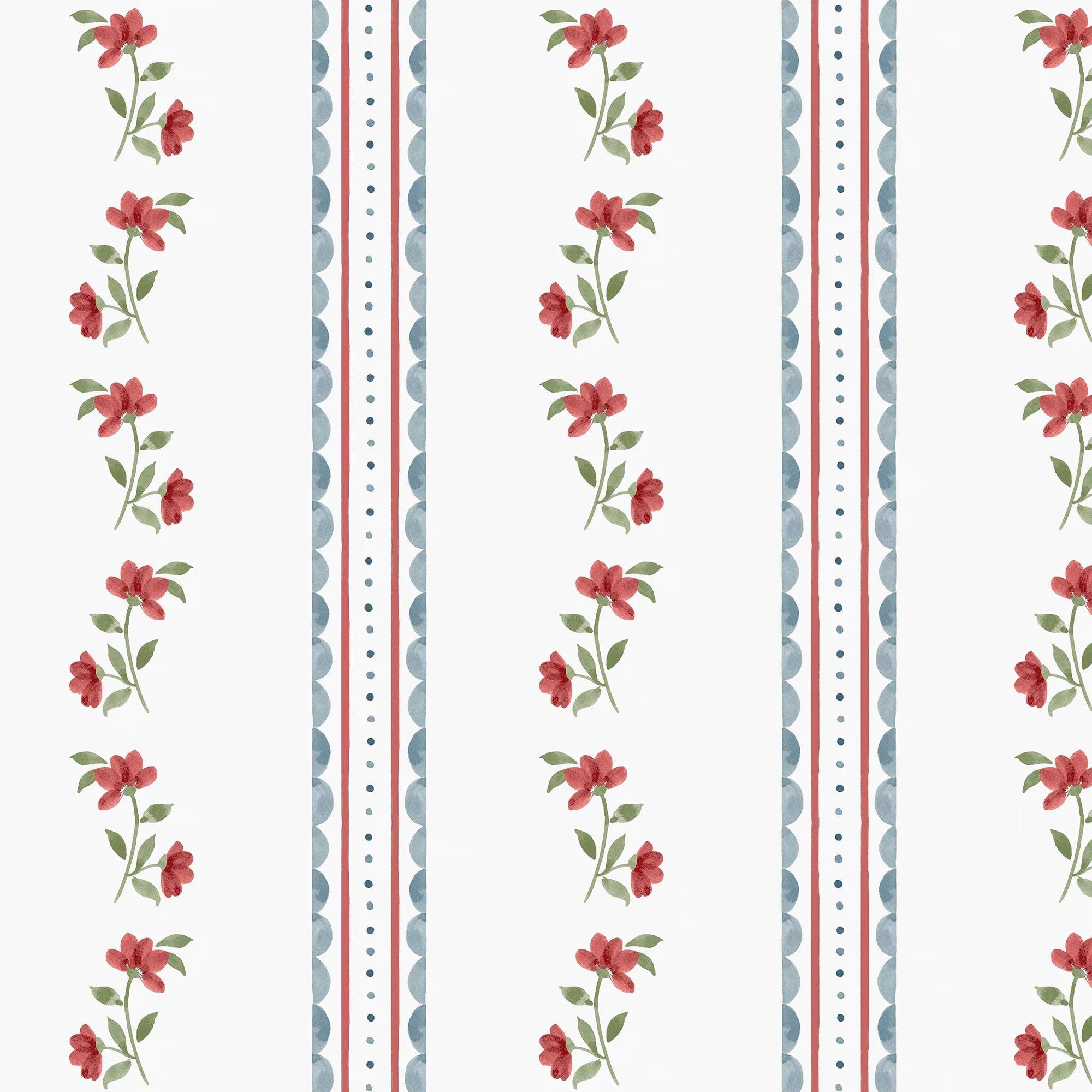 Red - Cath Kidston - Treasure Floral Powder Blue Wallpaper - 1