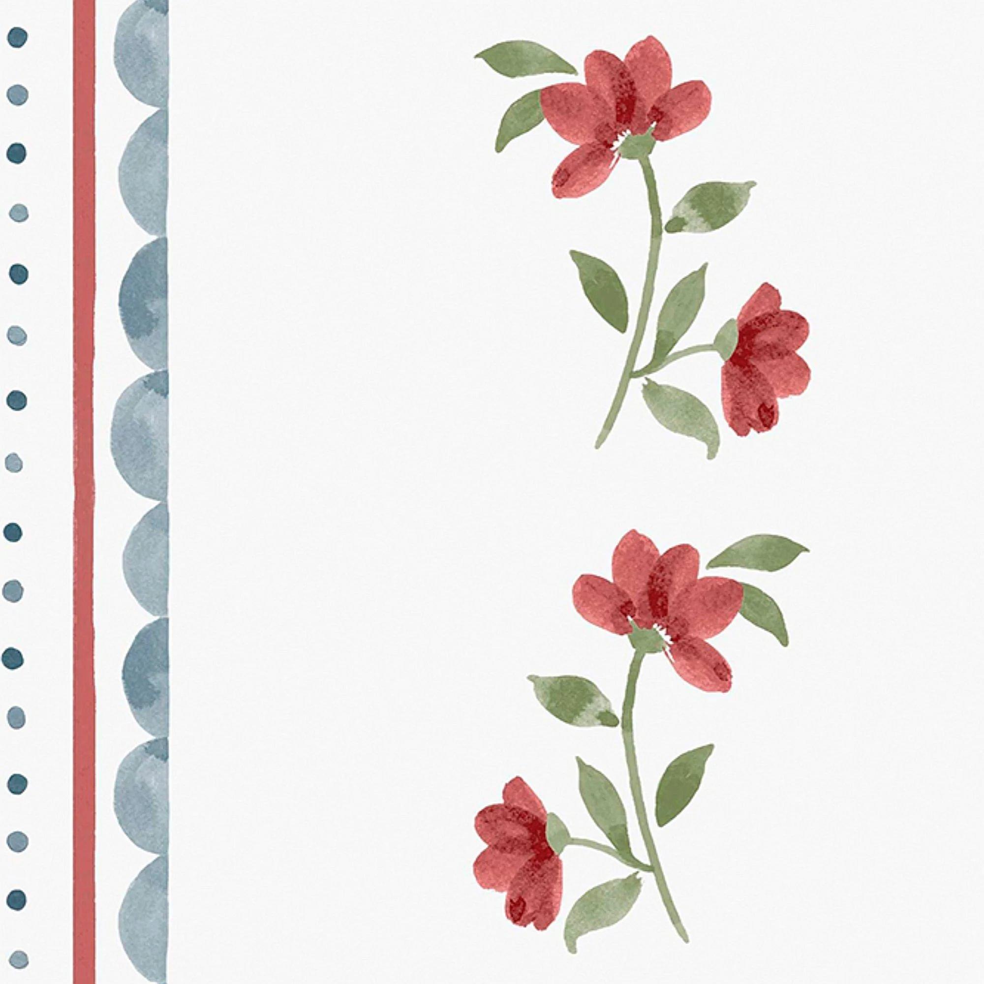 Red - Cath Kidston - Treasure Floral Powder Blue Wallpaper - 4