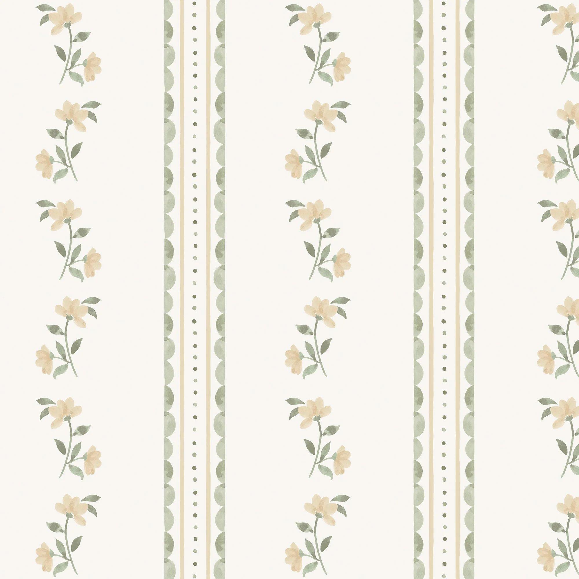 Treasure Floral Powder Blue Wallpaper