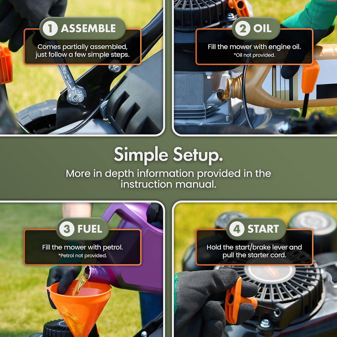 Grey - VonHaus - 132cc Petrol Lawn Mower - 6