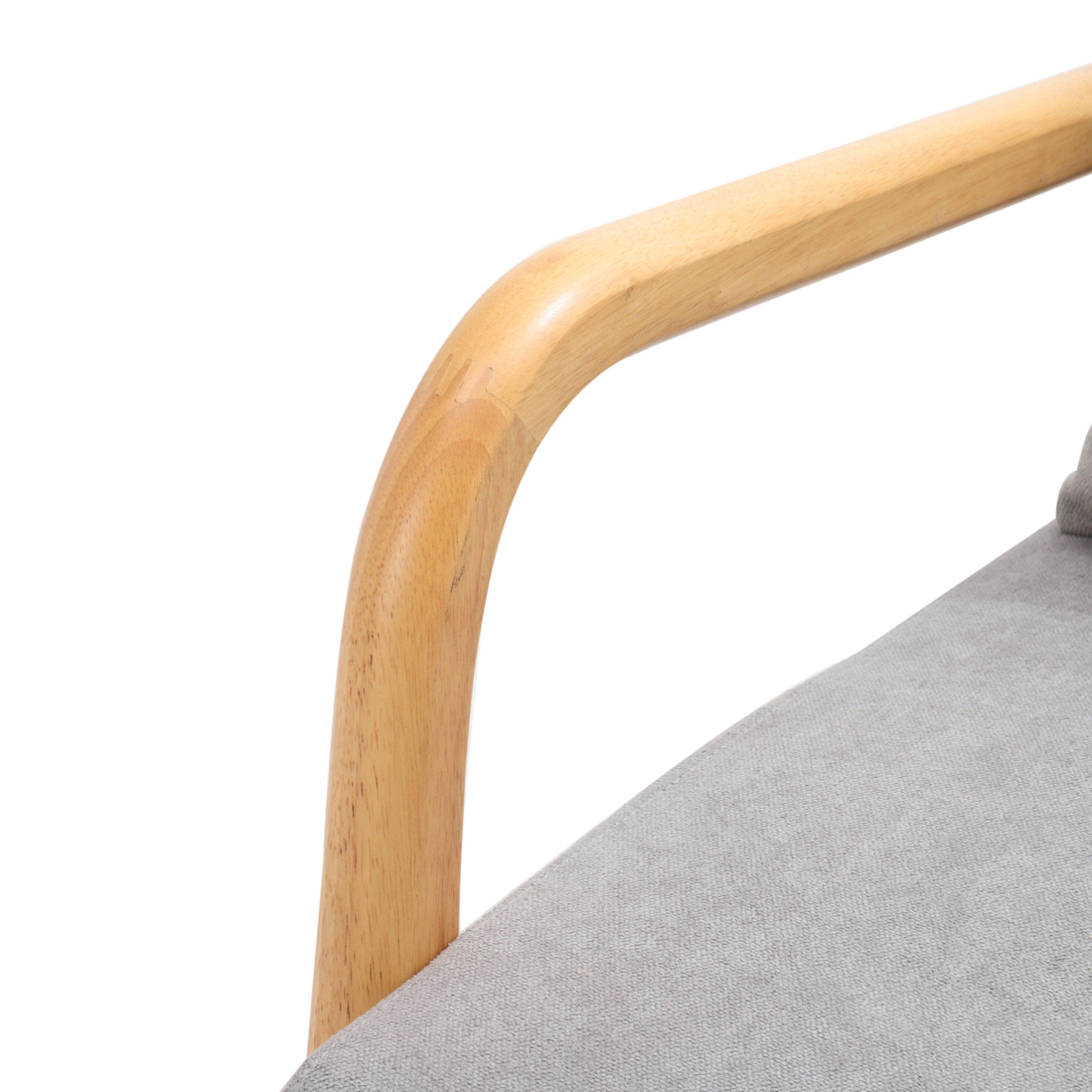 Grey - Kabinet UK - Modern Linen Buttoned Rocking Chair Grey - 11