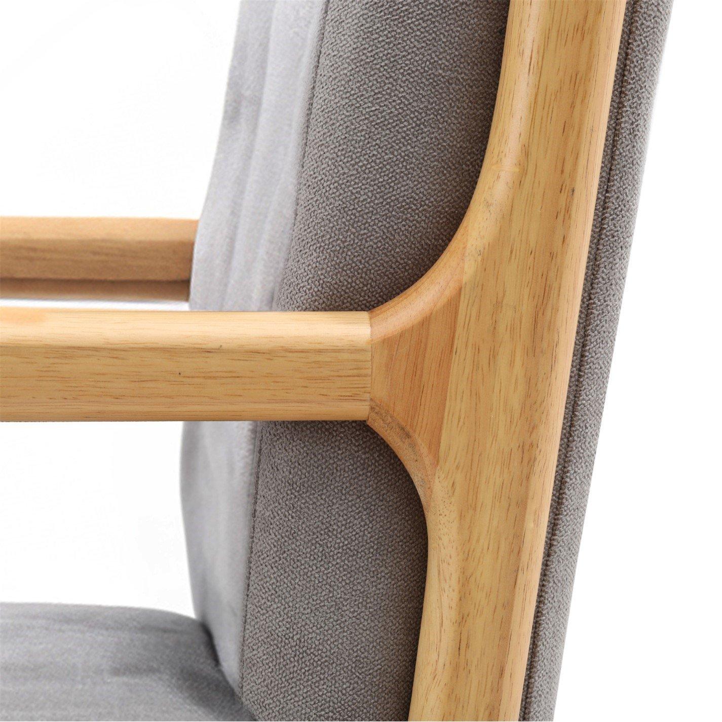 Grey - Kabinet UK - Modern Linen Buttoned Rocking Chair Grey - 6