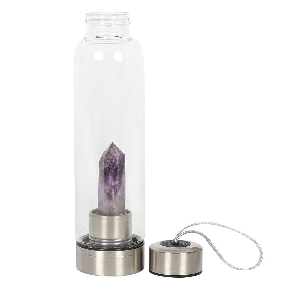 Clear - Something Different - Amethyst Calming Glass Water Bottle - 3