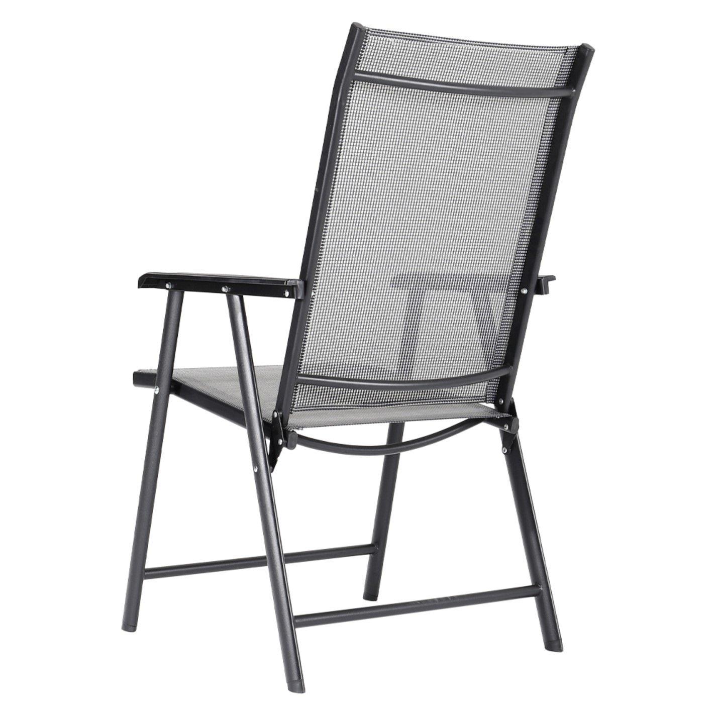 Black - Breeins - 4Pcs Fabric Folding Chairs Set Black - 3