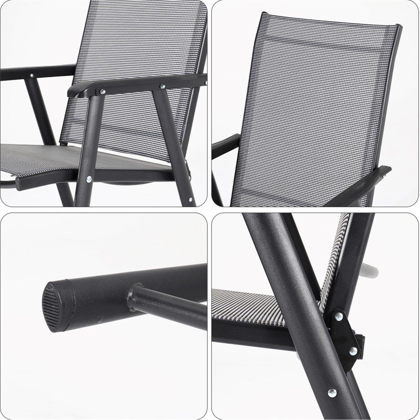 Black - Breeins - 4Pcs Fabric Folding Chairs Set Black - 4