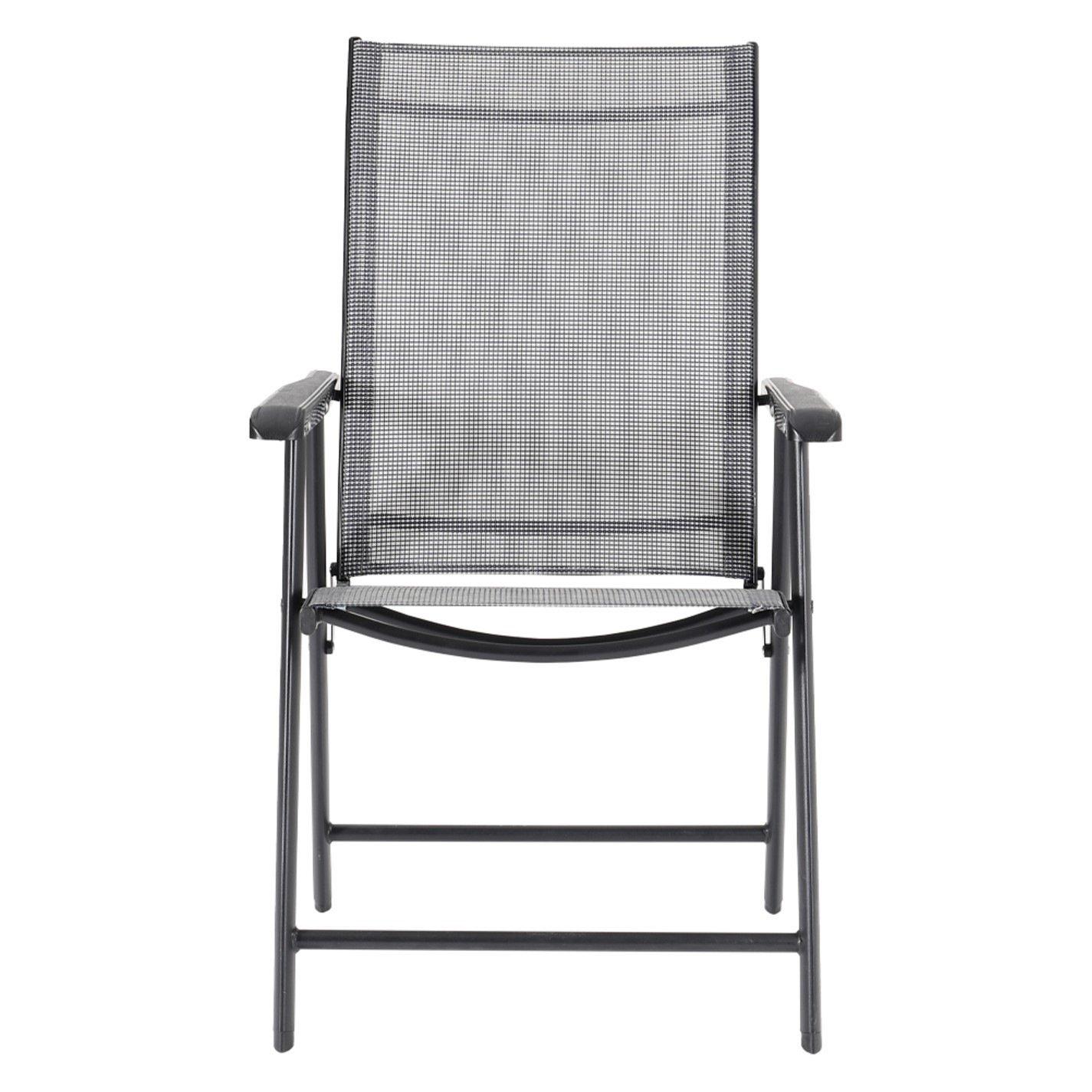 Black - Breeins - 4Pcs Fabric Folding Chairs Set Black - 5