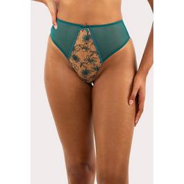 Playful Promises Olivia Teal Contrast Embroidery Thong