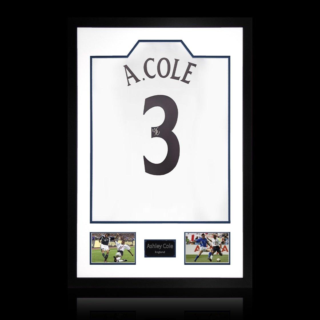 White - The Fan Cave - Ashley Cole Signed England  Shirt Premium Frame - 1