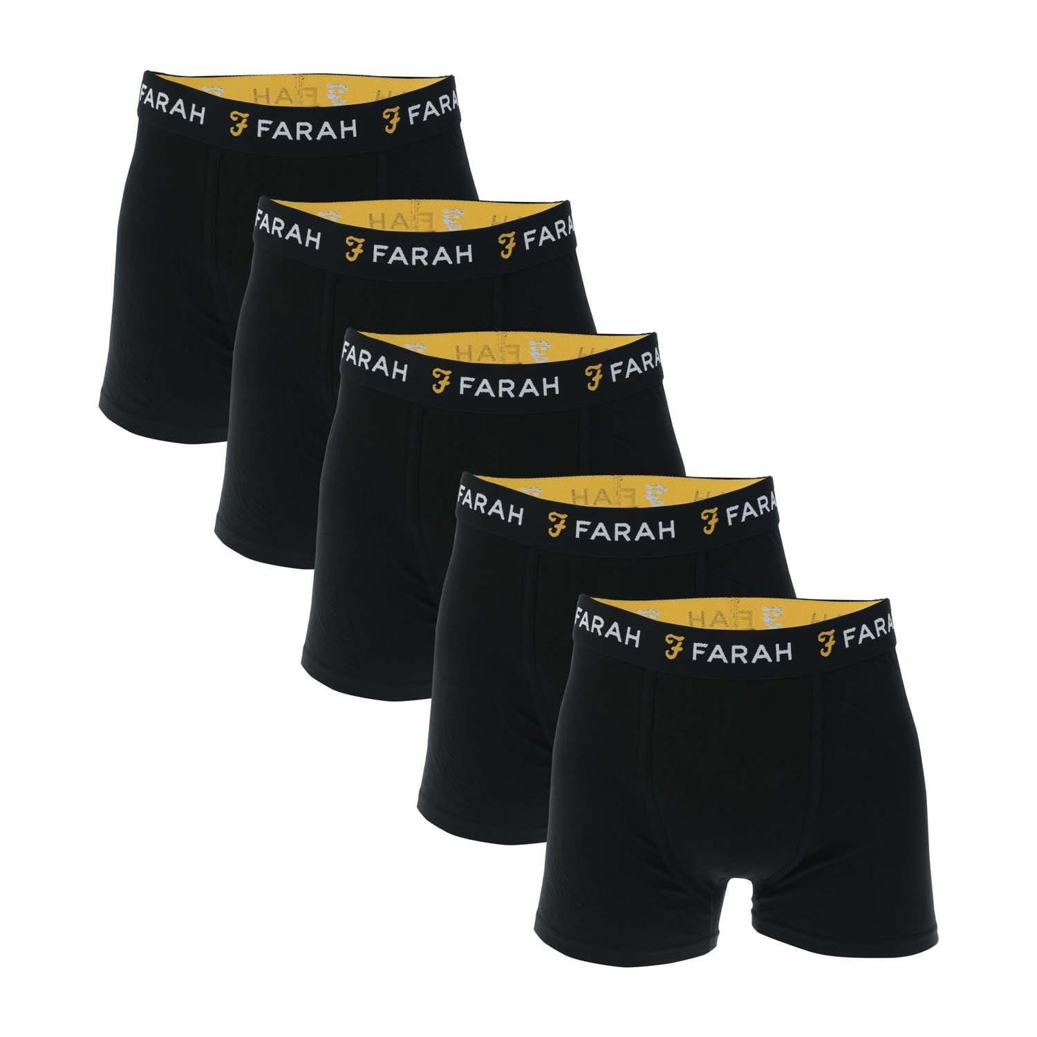 Farah Men's Chorley 5 Pack Boxer Shorts - Black - XL