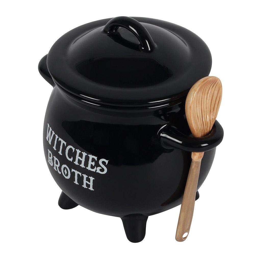 Black - Something Different - Witches Broth Cauldron Soup Bowl with Broom Spoon - 3