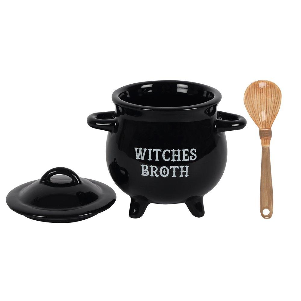 Black - Something Different - Witches Broth Cauldron Soup Bowl with Broom Spoon - 4