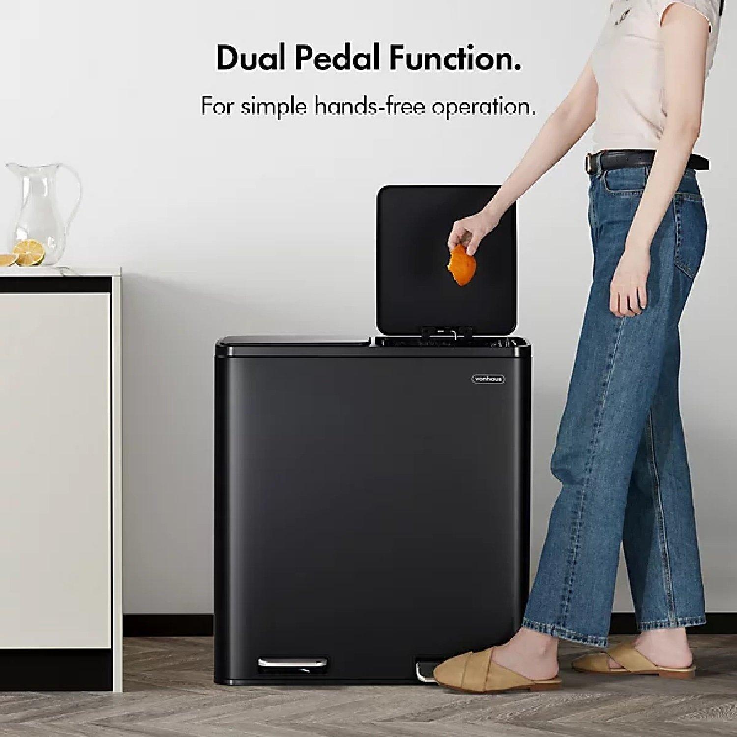 Black - VonHaus - Double Bin - 60L - 3