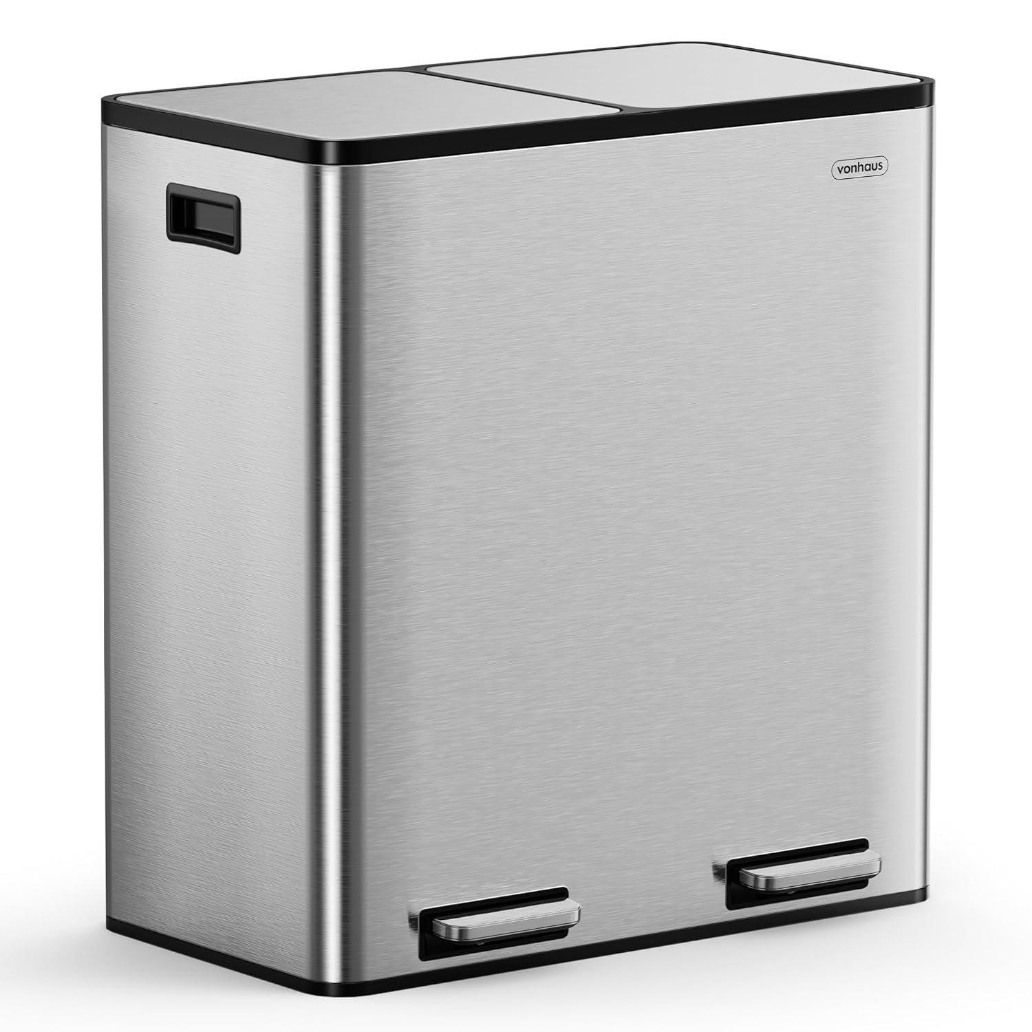 Silver - VonHaus - Double Bin - 60L - 1