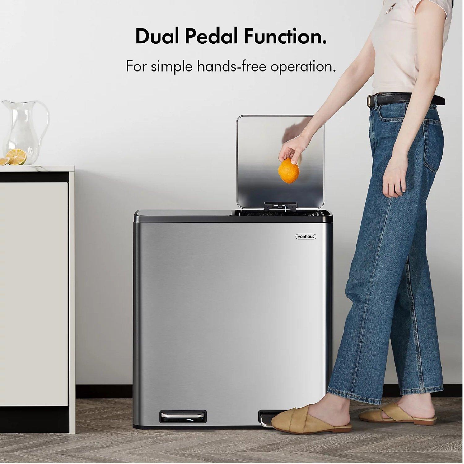 Silver - VonHaus - Double Bin - 60L - 2