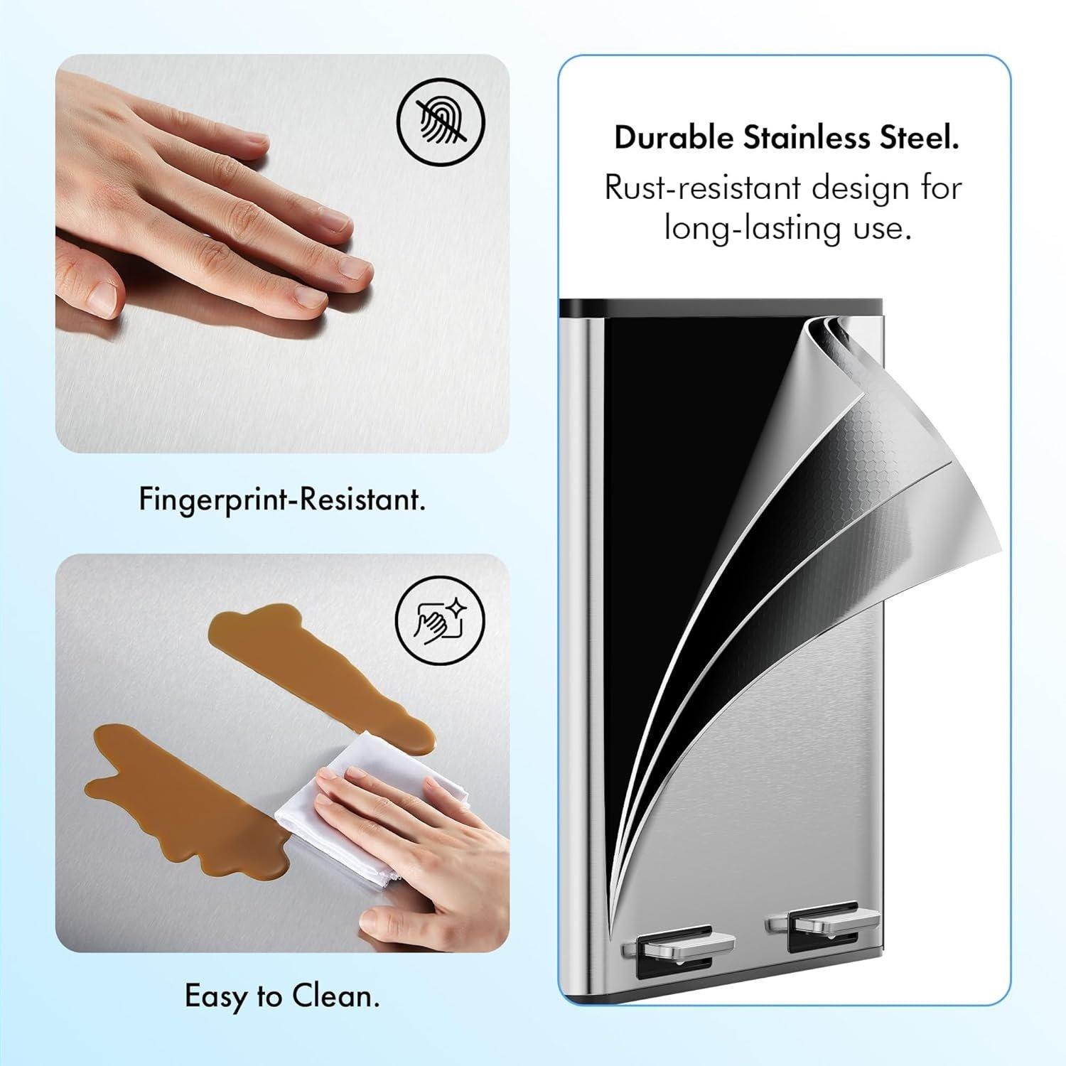 Silver - VonHaus - Double Bin - 60L - 6