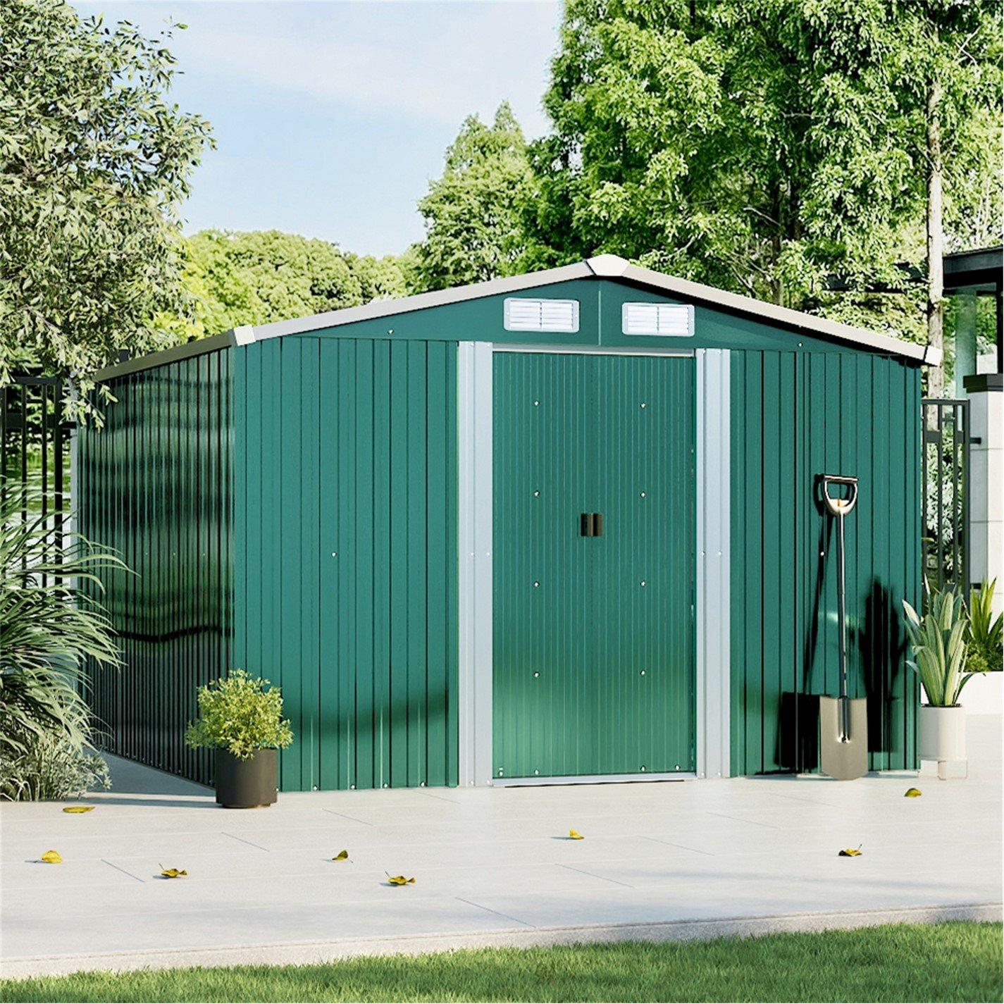 Breeins  Outdoor 8X8fts Metal Storage Shed Green - Large