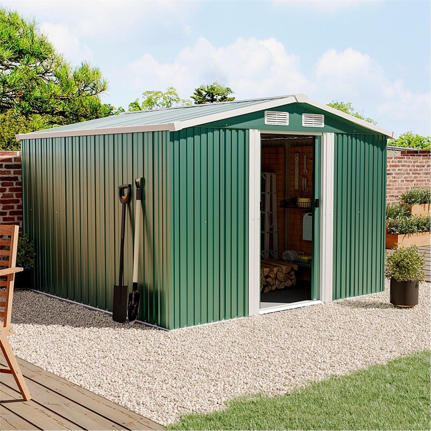 Green - Breeins - Outdoor 8x8Fts Metal Storage Shed Green - 5