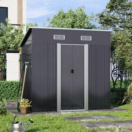 Breeins Outdoor 4x6Fts Metal Storage Shed Black