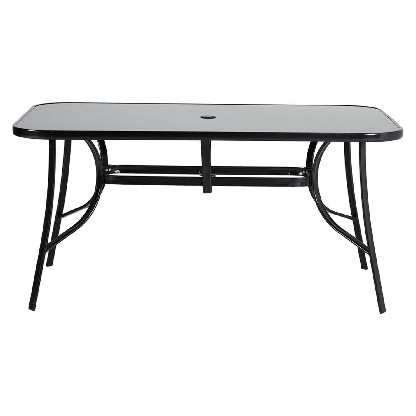 Black - Breeins - 150cm Rectangle Tempered Glass Garden Table, Black - 2
