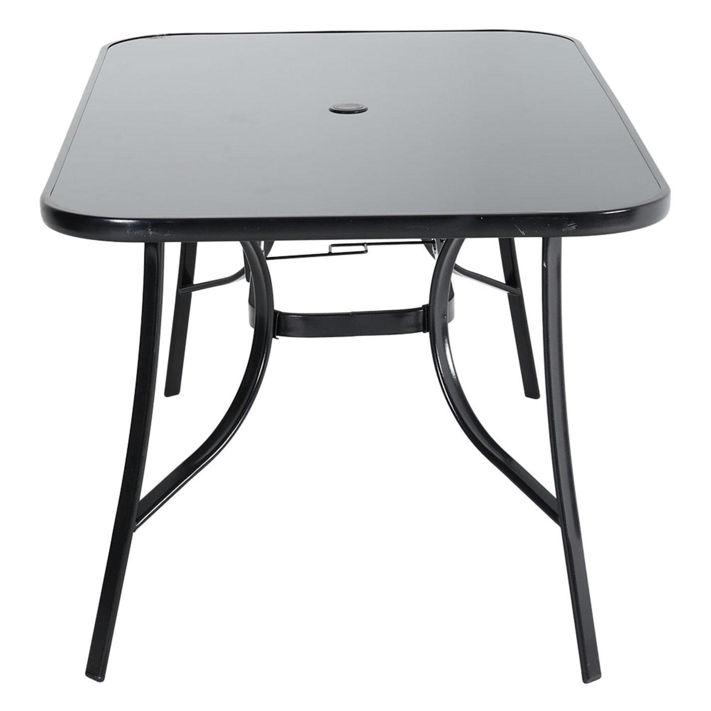 Black - Breeins - 150cm Rectangle Tempered Glass Garden Table, Black - 3