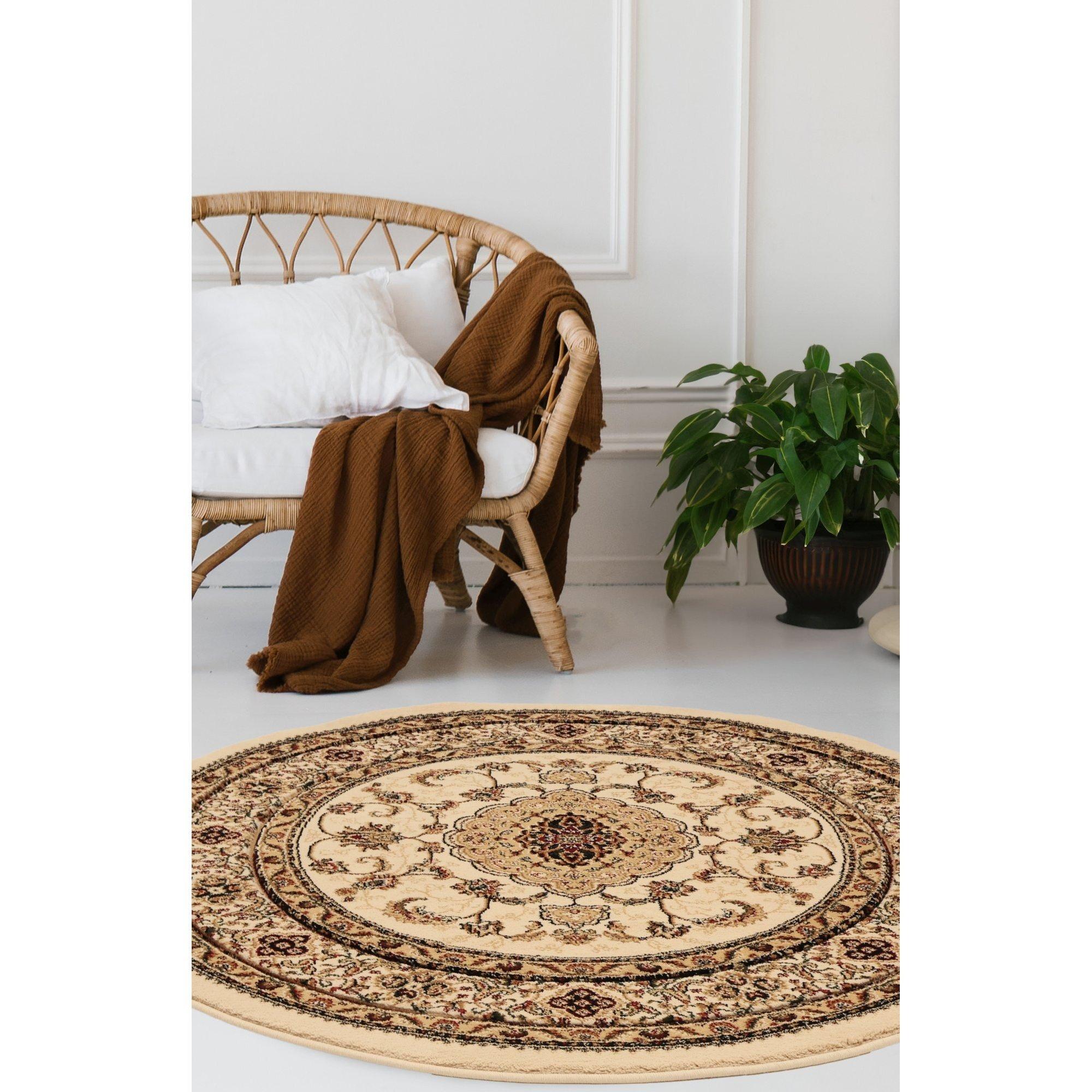 Homemaker Victoria Traditional Circular Rug Cream