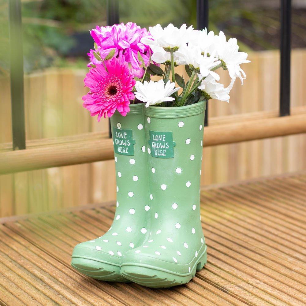 Green - Something Different - Light Green Welly Boot Planter - 1