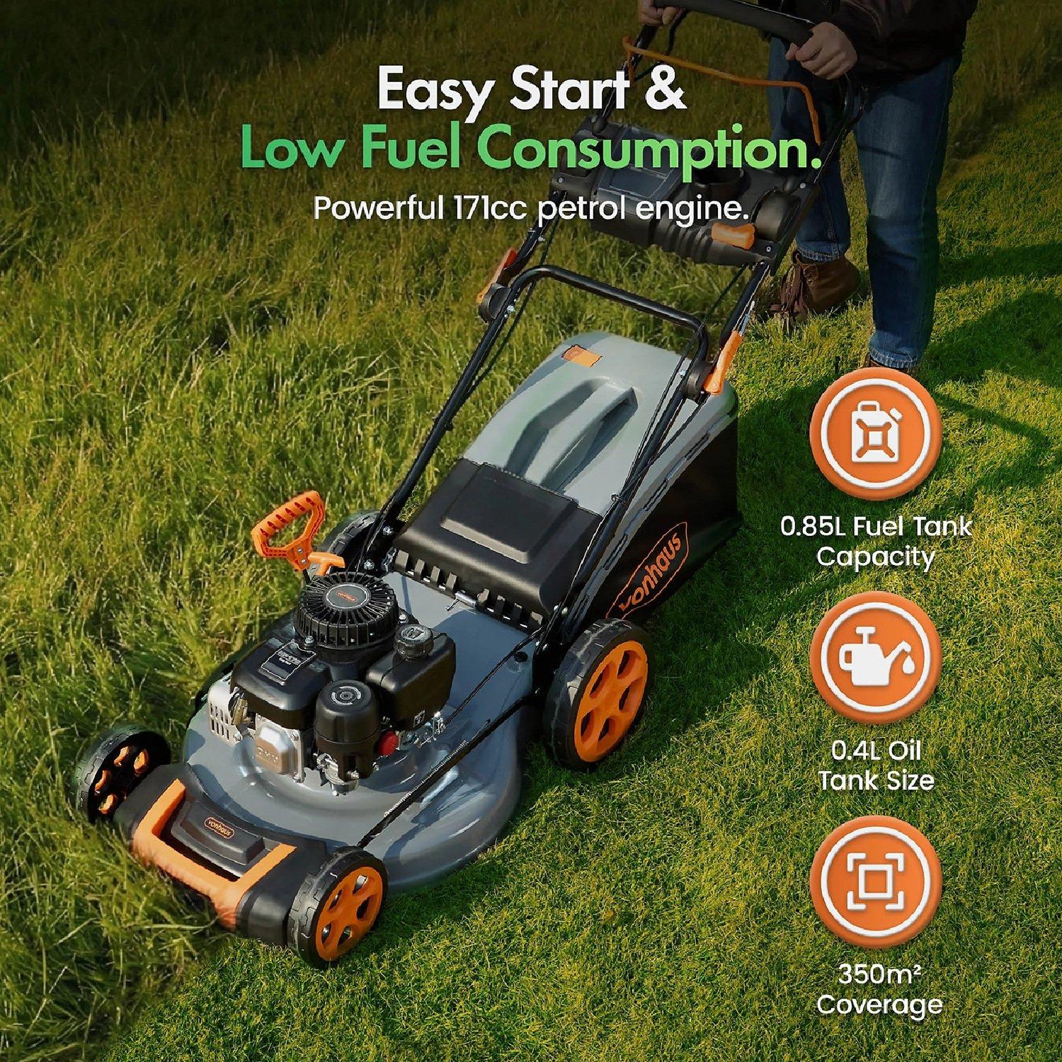 Orange - VonHaus - 171cc Petrol Lawn Mower - 2