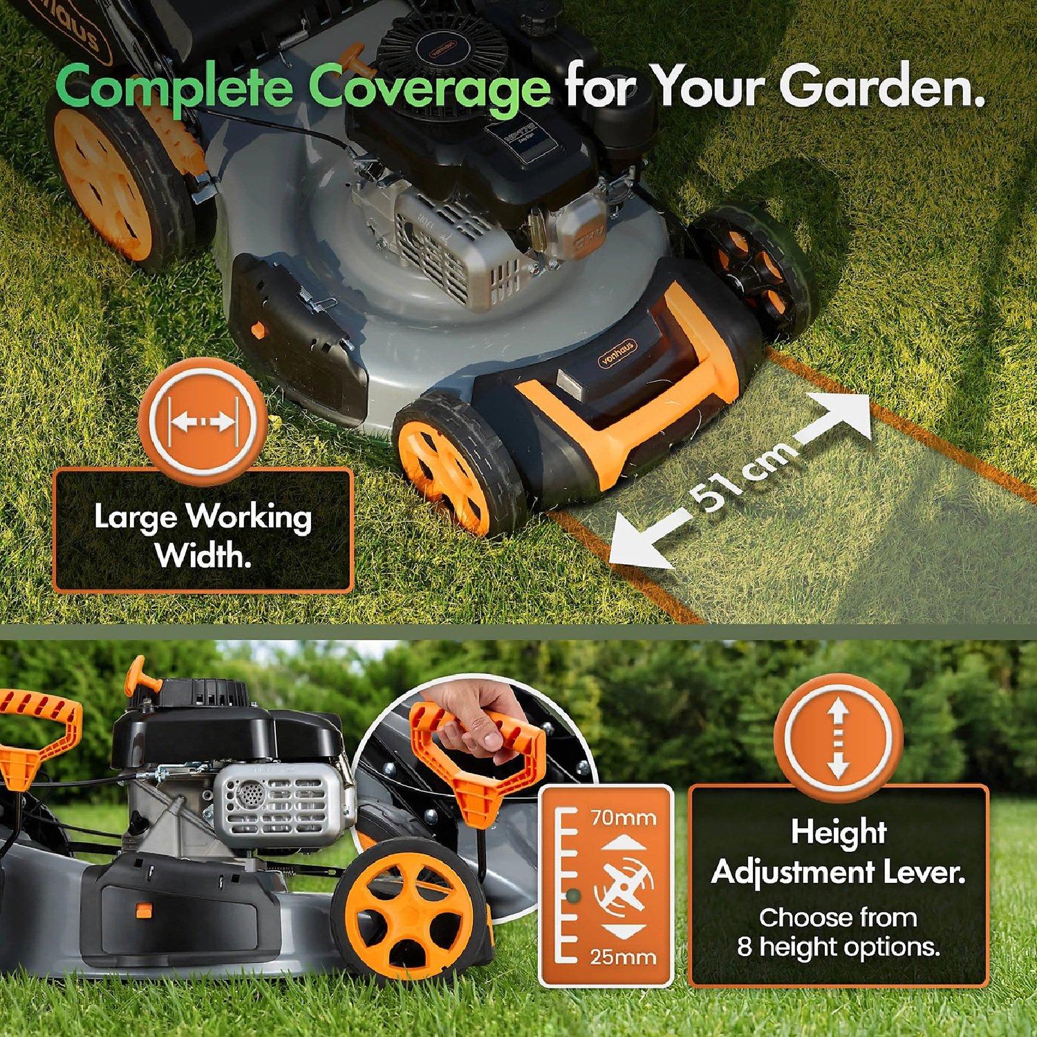 Orange - VonHaus - 171cc Petrol Lawn Mower - 3