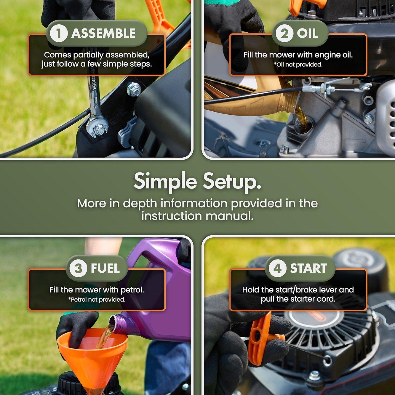 Orange - VonHaus - 171cc Petrol Lawn Mower - 6