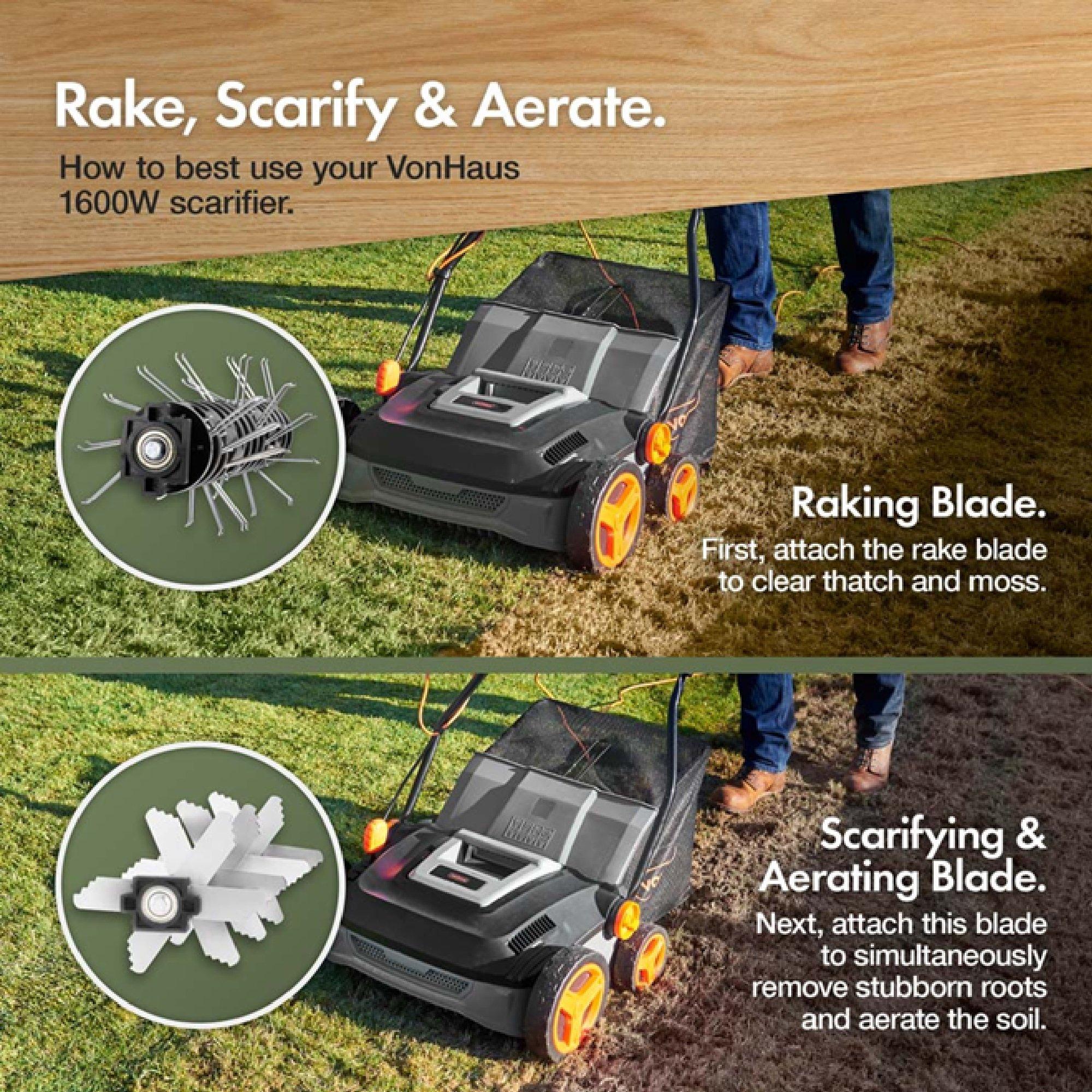 Grey - VonHaus - 2-in-1 Scarifier & Aerator 1600W - 4