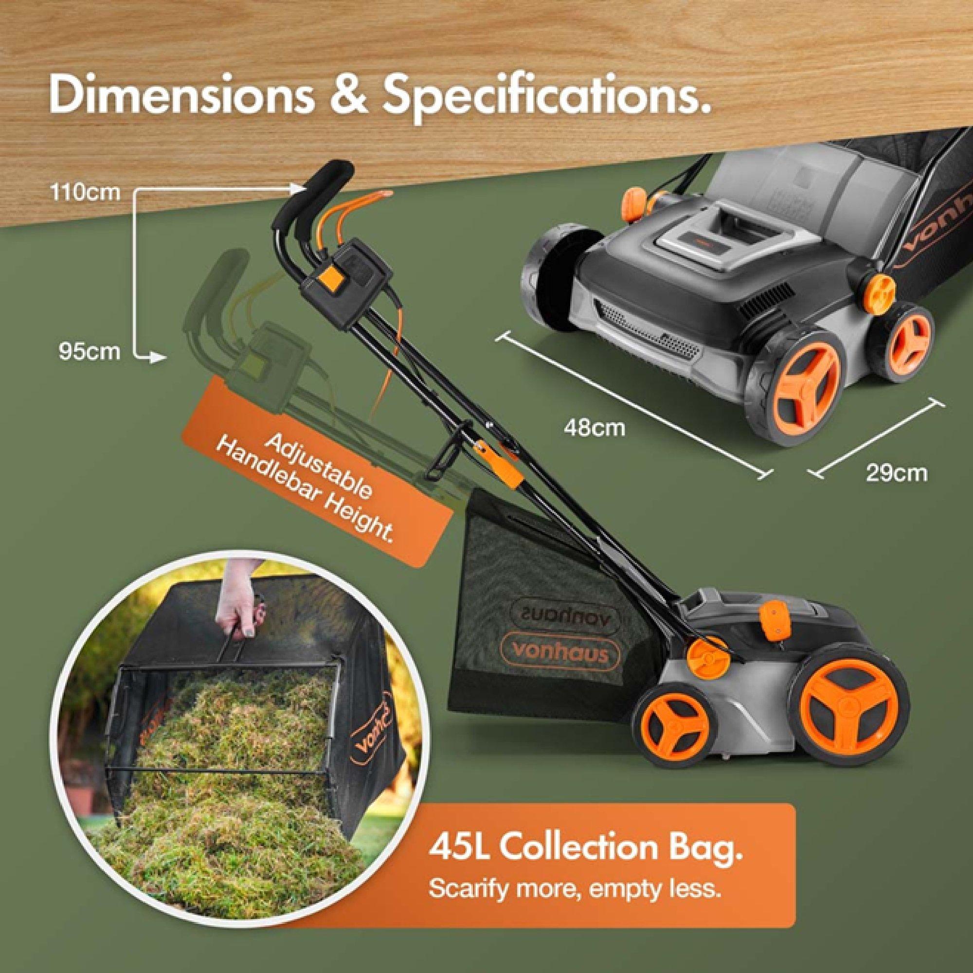 Grey - VonHaus - 2-in-1 Scarifier & Aerator 1600W - 6