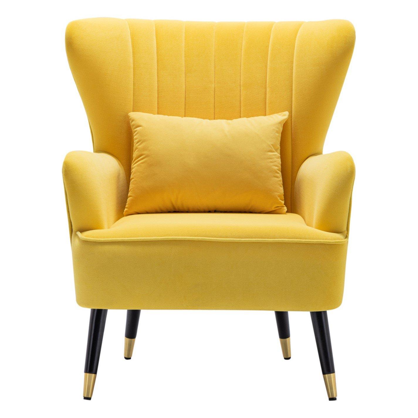 Yellow - Kabinet UK - Velvet Tufted Upholstered Armchair Yellow - 2