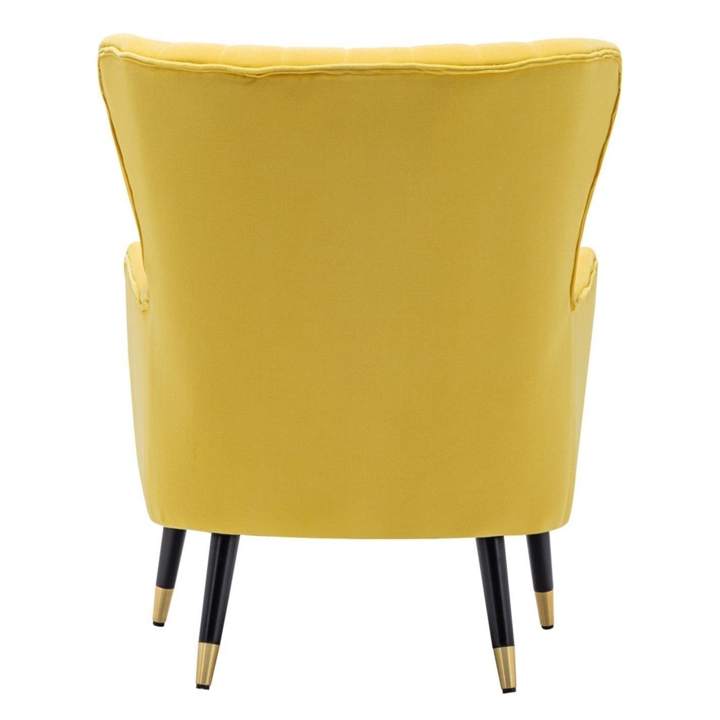 Yellow - Kabinet UK - Velvet Tufted Upholstered Armchair Yellow - 4
