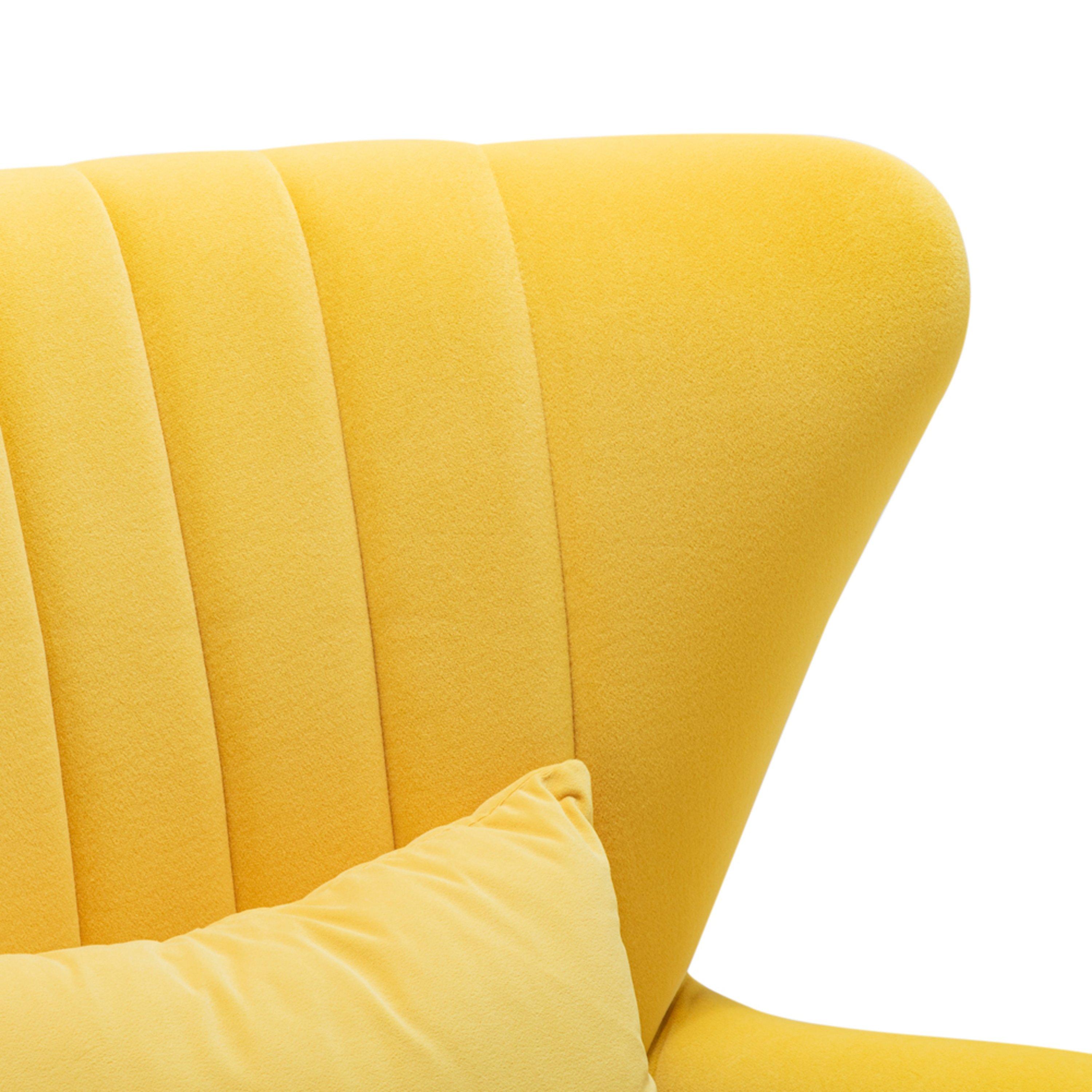 Yellow - Kabinet UK - Velvet Tufted Upholstered Armchair Yellow - 5
