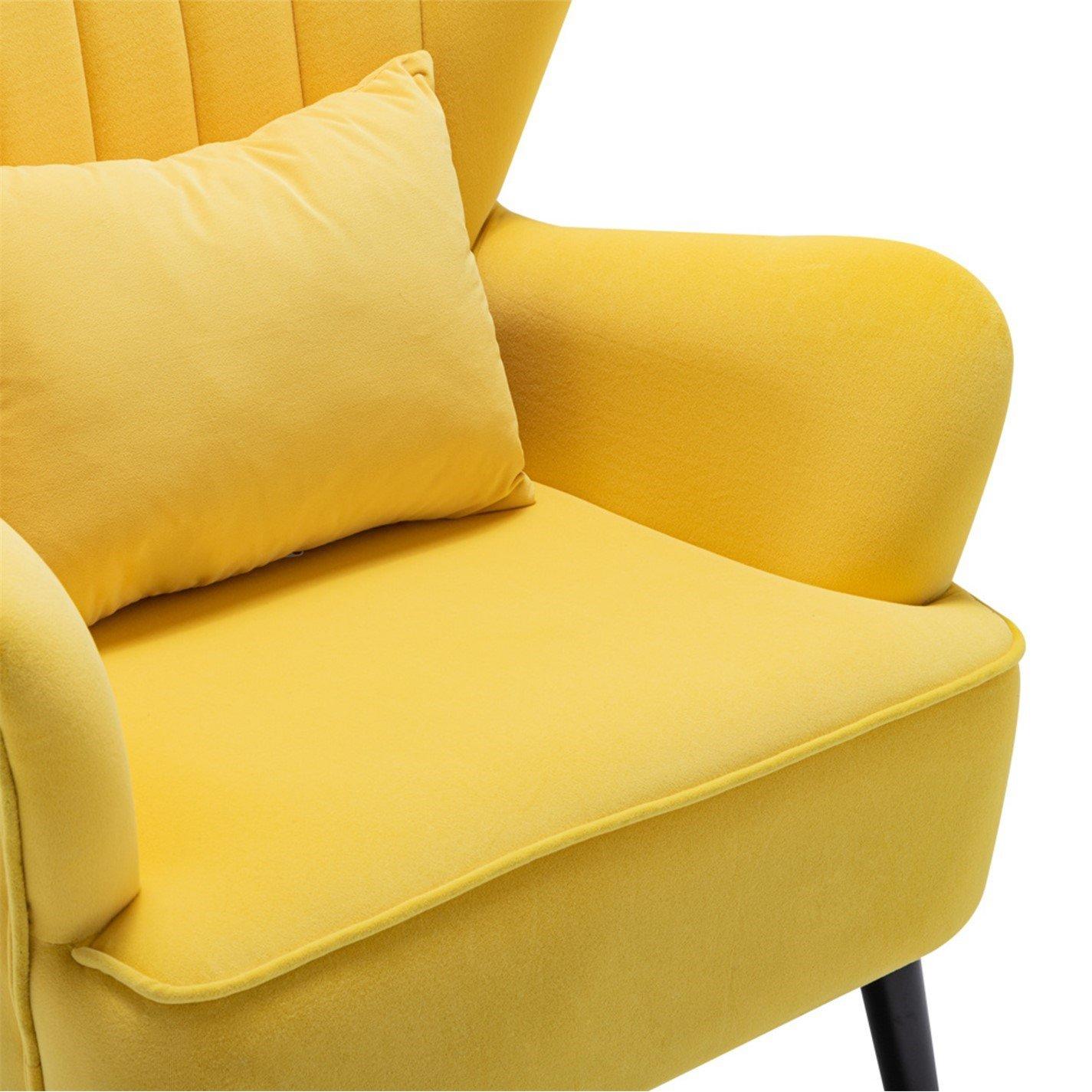 Yellow - Kabinet UK - Velvet Tufted Upholstered Armchair Yellow - 6